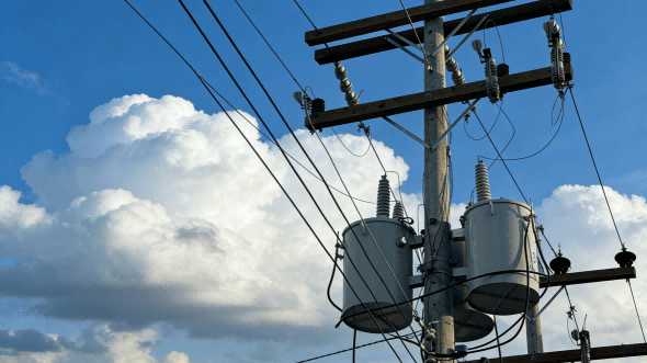 Distribution transformers on a utility pole