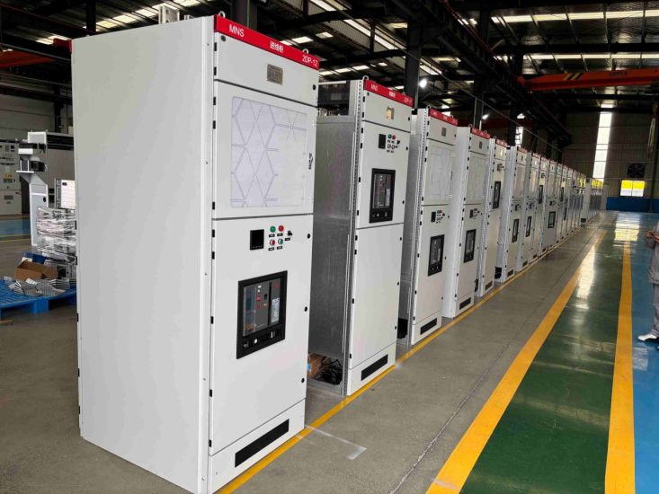 Factory rows of low voltage switchgear