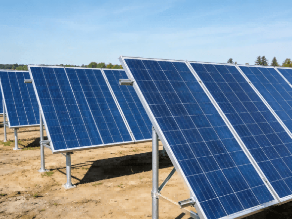 Ground-mounted solar panel array