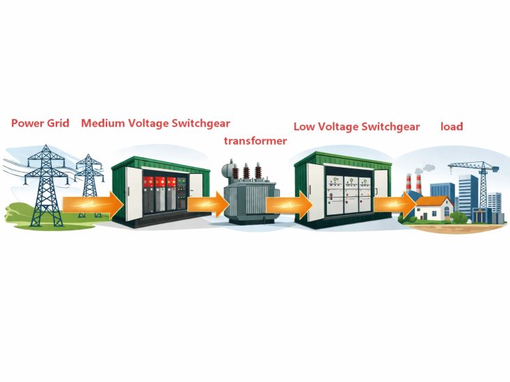 Schematic Diagram of Power Flow in a Prefabricated Substation