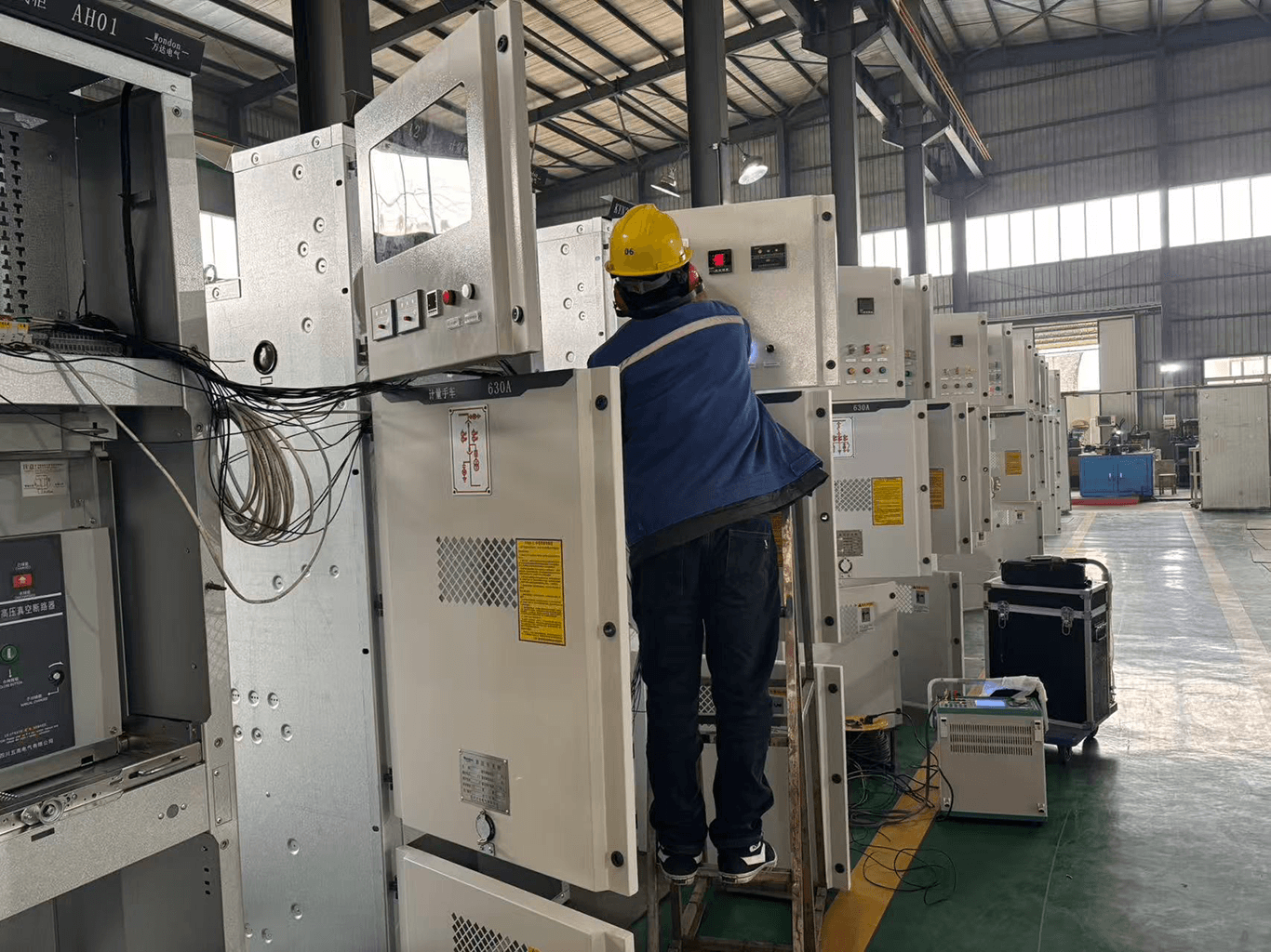 Wondon Electric Technician Testing Switchgear