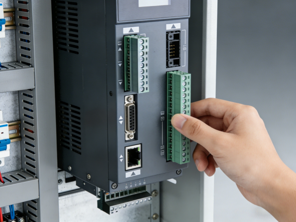 Wondon Engineer debugging custom VFD control panel terminals
