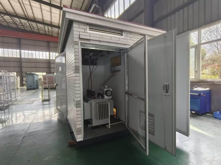 oil-immersed transformer inside an outdoor prefabricated substation