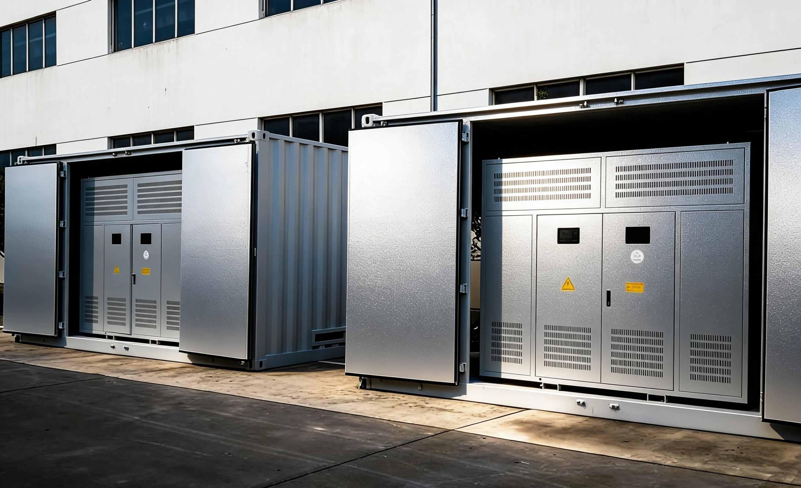 containerized substation with open doors